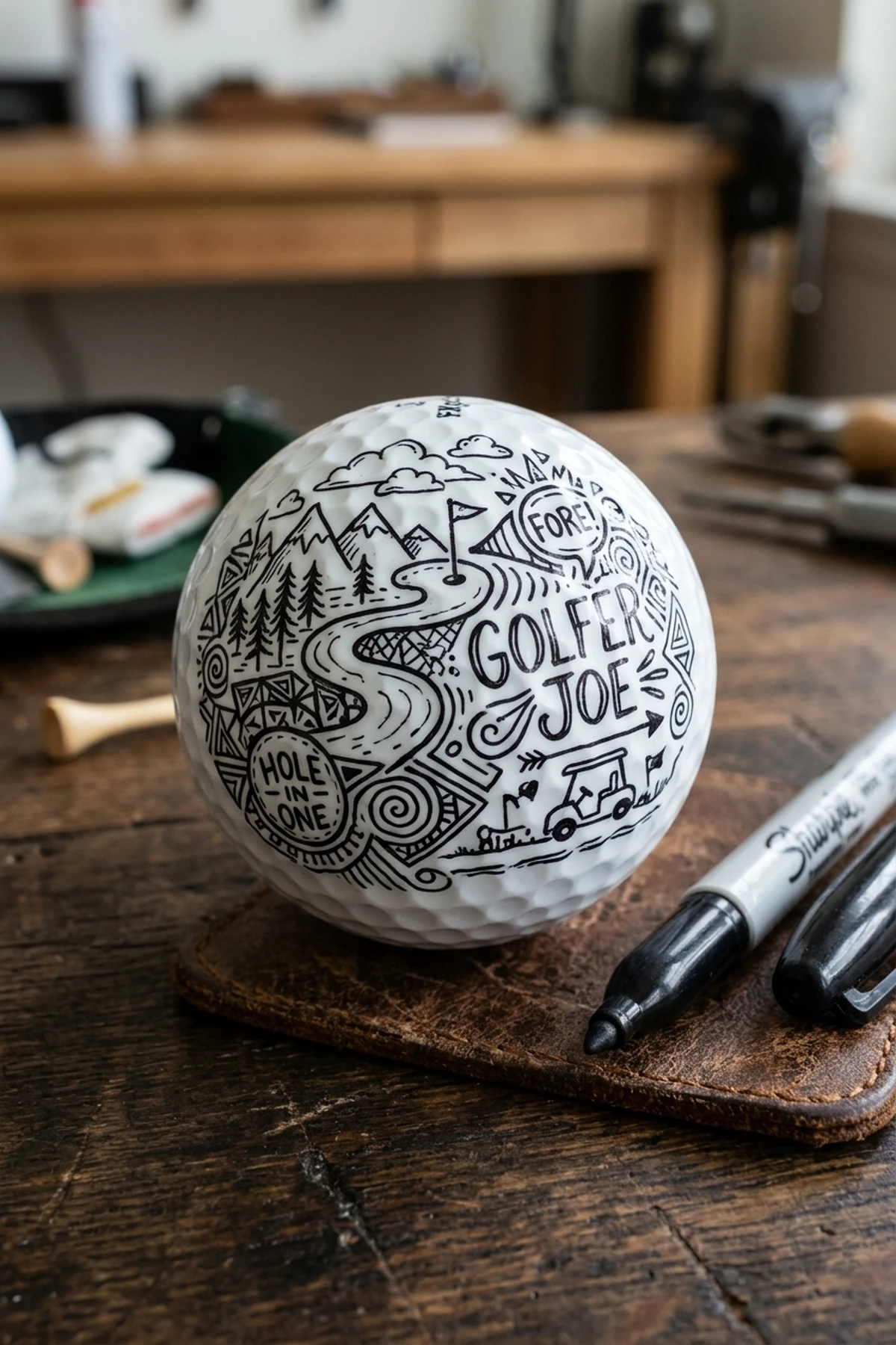 Custom DIY Sharpie Art on a Physical Golf Ball - golf ball drawing (AI Generated Image)