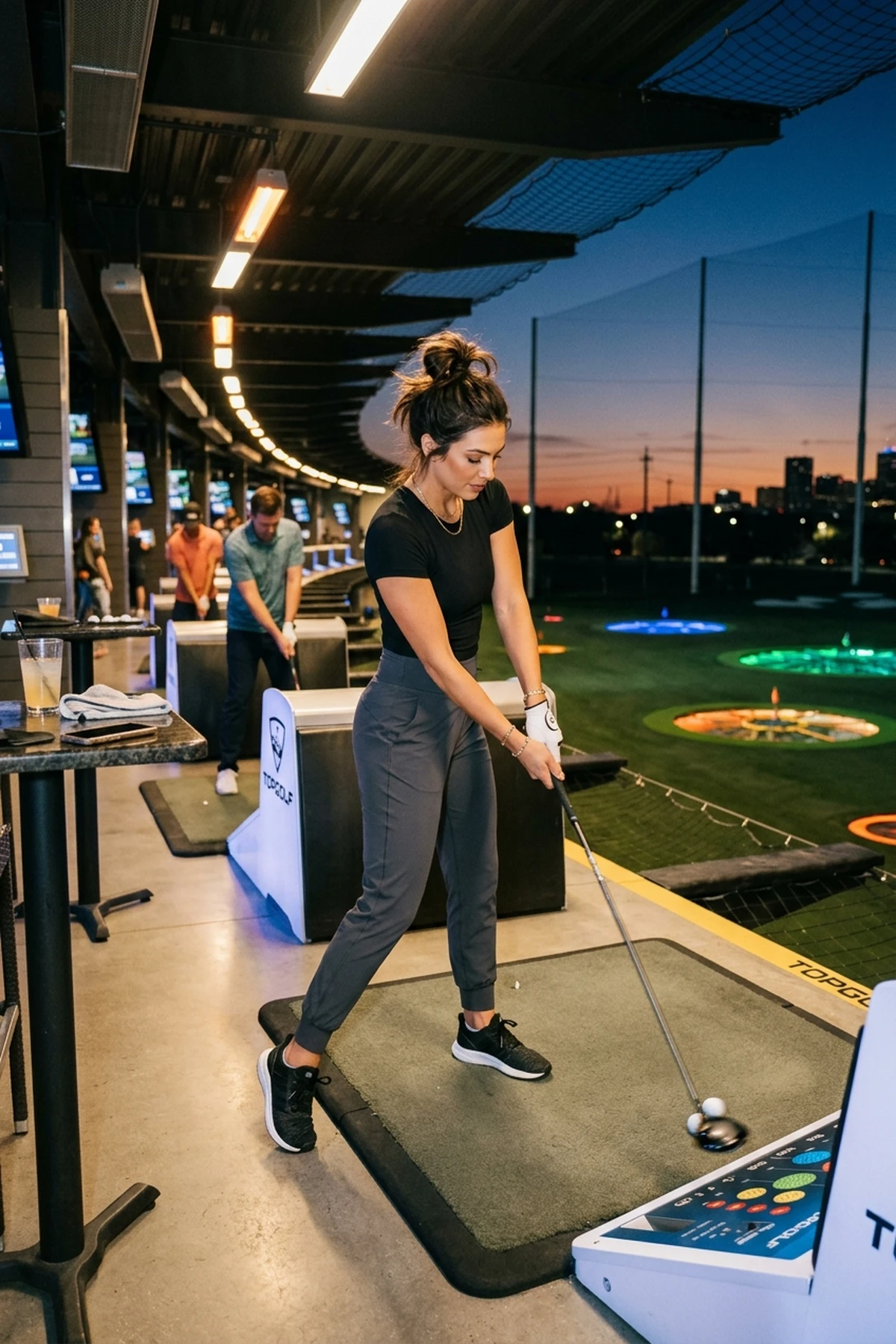 High-Waisted Athleisure Joggers for Climate-Controlled Bays - top golf outfits women (AI Generated Image)