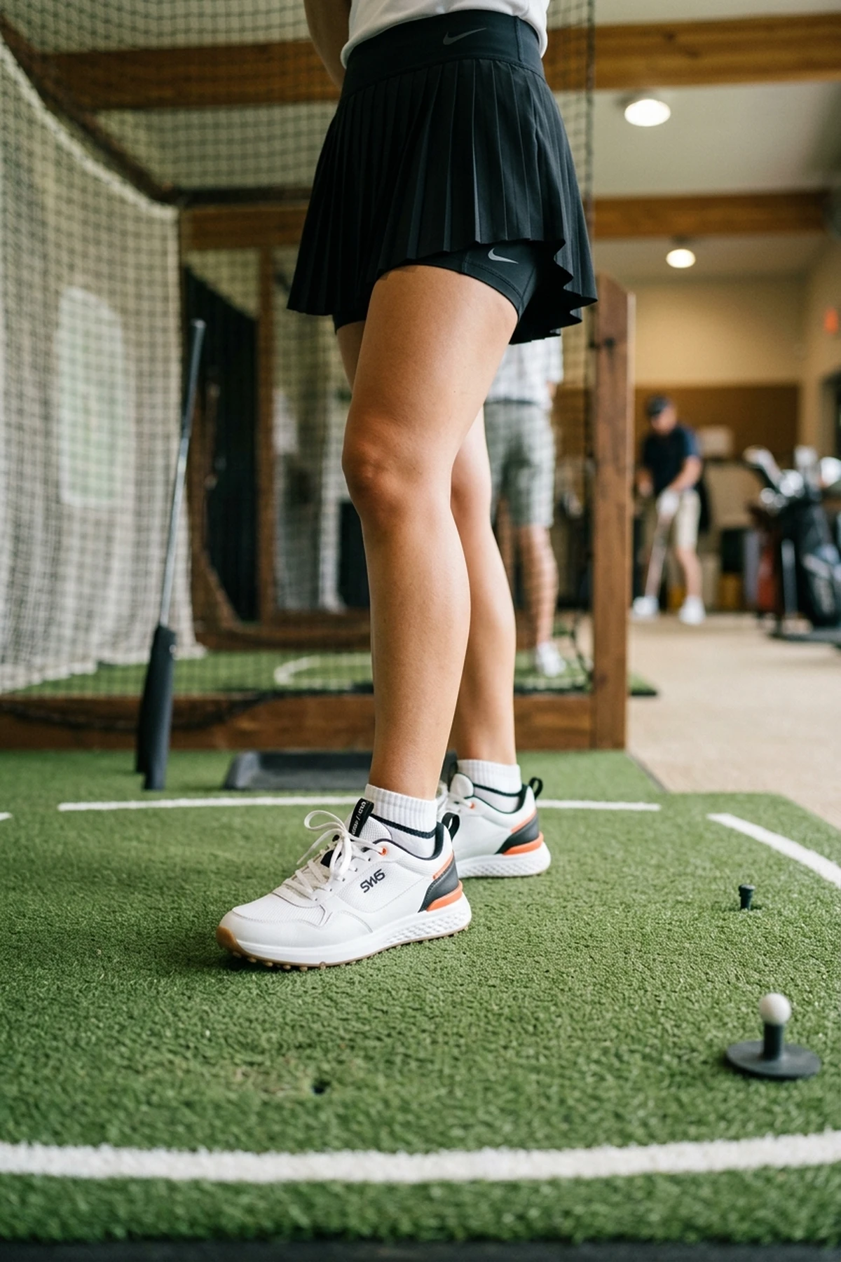 Spikeless Traction Footwear Look for Topgolf Swing Stability - top golf outfits women (AI Generated Image)